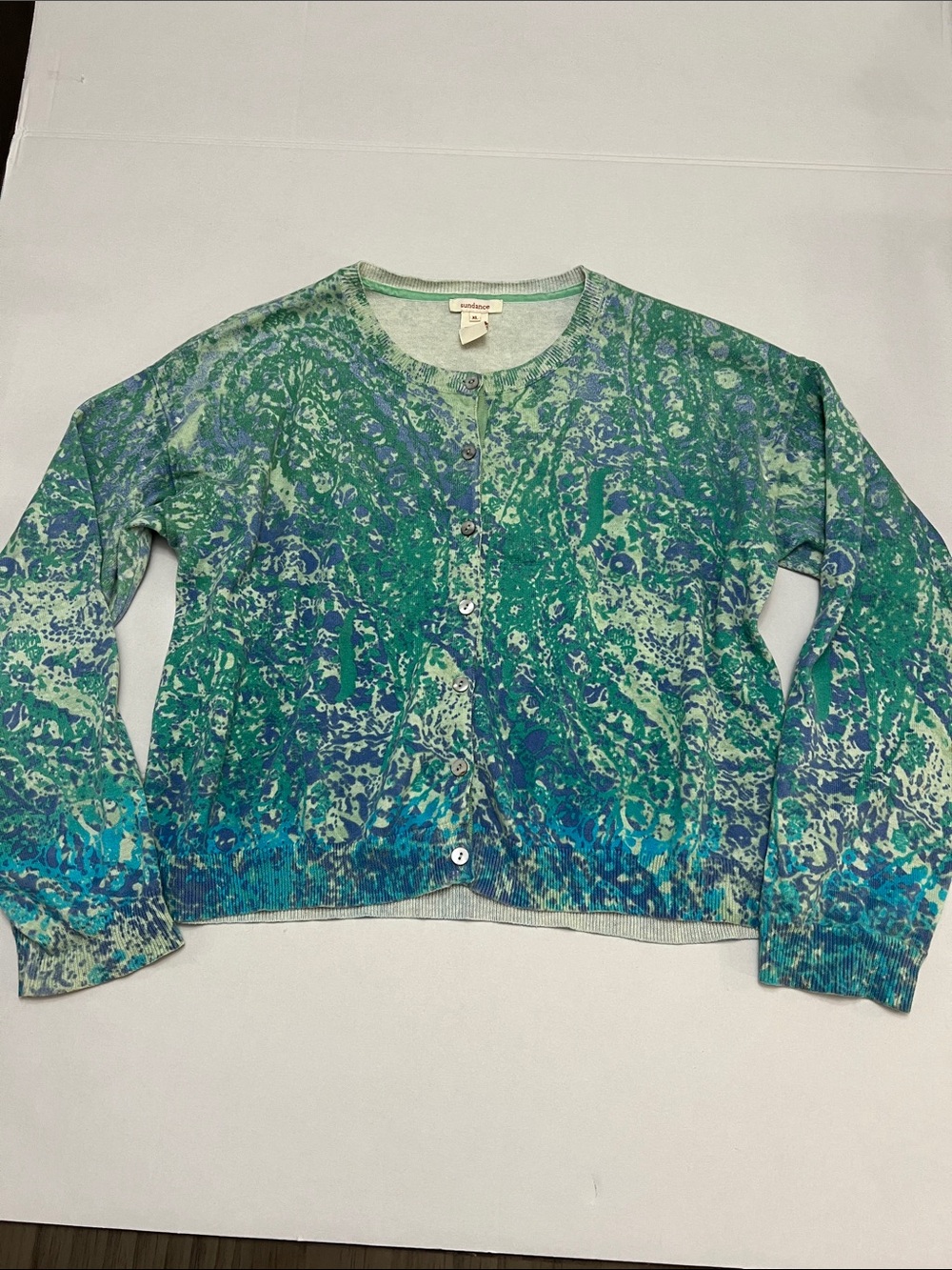 SUNDANCE COTTON FLORAL COLORFUL CARDIGAN BUTTON FRONT SIZE XL